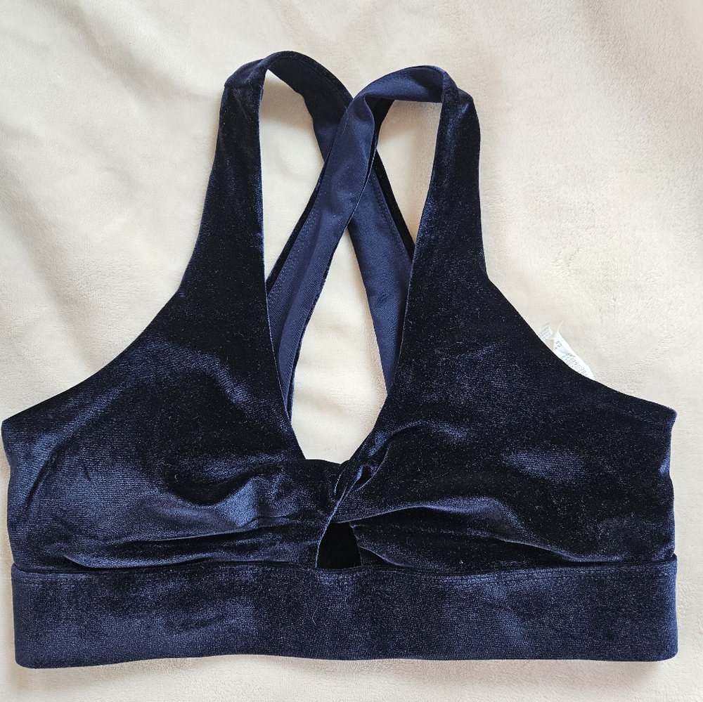 Velvet Navy Sports Bra - Medium, Fabletics.
